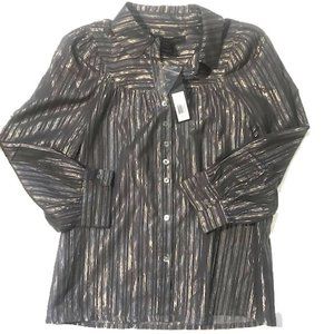 Marc by Marc Jacobs Gold Metallic Sheer Top Size 2